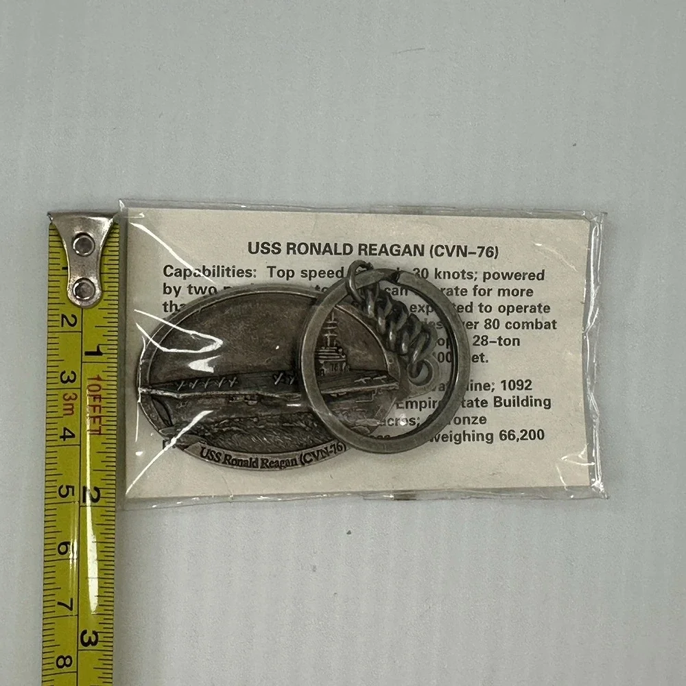 USS Ronald Reagan CVN-76 Aircraft Carrier Pewter Keychain Navy Souvenir